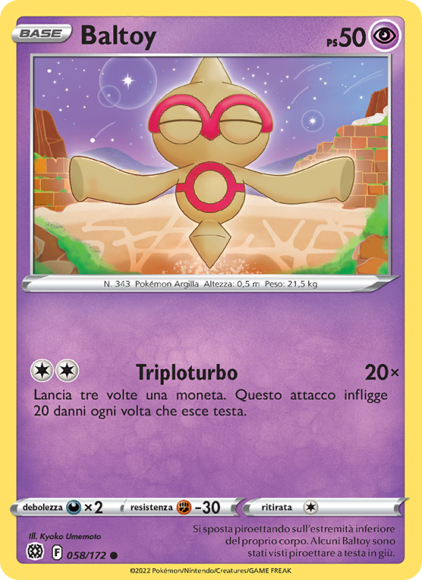 Baltoy 058/216 — Brilliant Stars (Italian Pokémon TCG card)