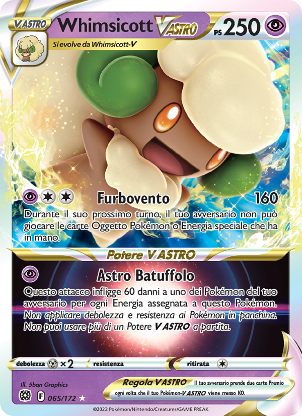 Whimsicott V ASTRO 065/216 — Brilliant Stars (Italian Pokémon TCG card)