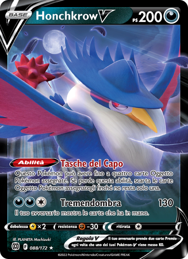Honchkrow V 088/216 — Brilliant Stars (Italian Pokémon TCG card)
