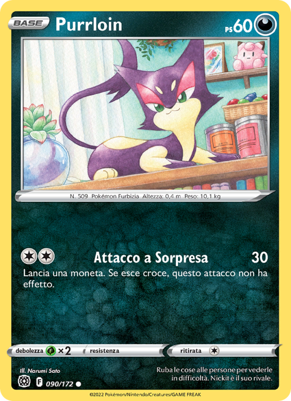 Purrloin 090/216 — Brilliant Stars (Italian Pokémon TCG card)