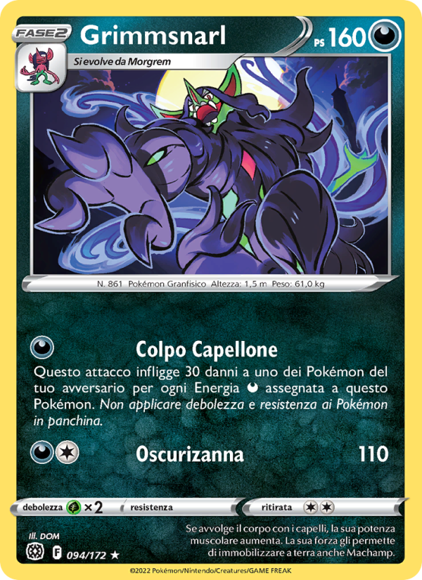 Grimmsnarl 094/216 — Brilliant Stars (Italian Pokémon TCG card)