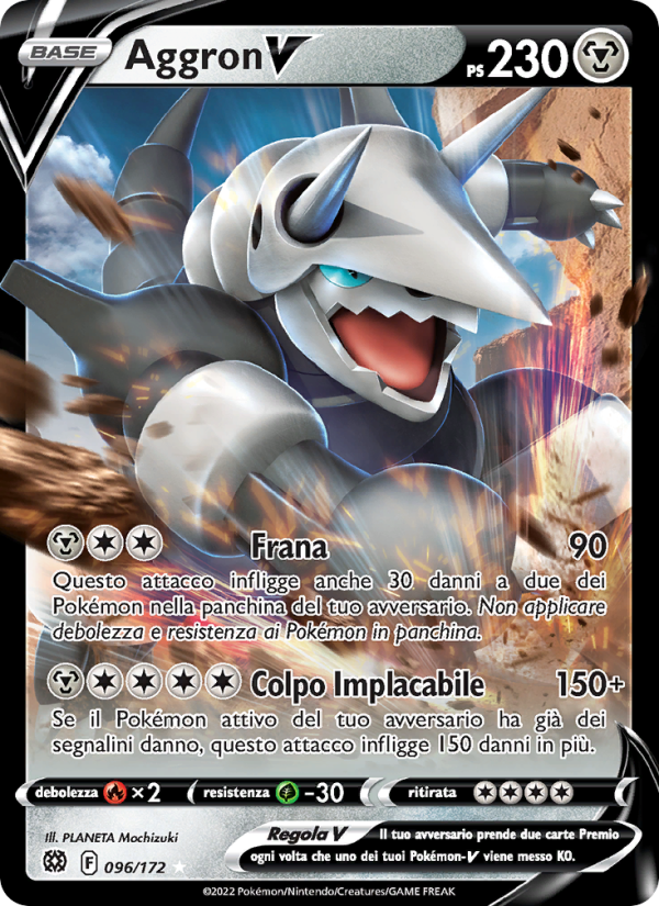 Aggron V 096/216 — Brilliant Stars (Italian Pokémon TCG card)