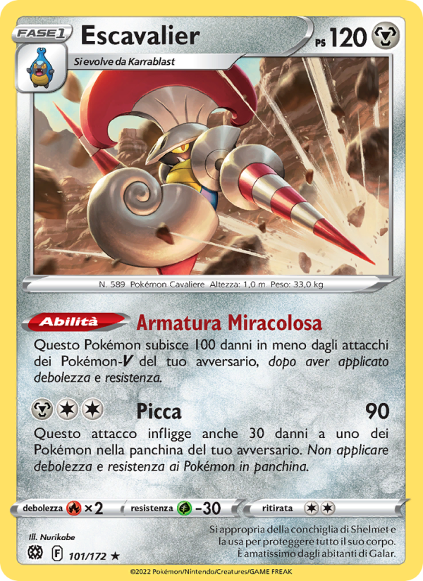Escavalier 101/216 — Brilliant Stars (Italian Pokémon TCG card)