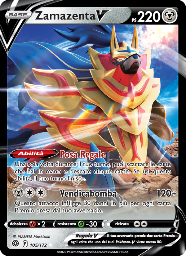 Zamazenta V 105/216 — Brilliant Stars (Italian Pokémon TCG card)