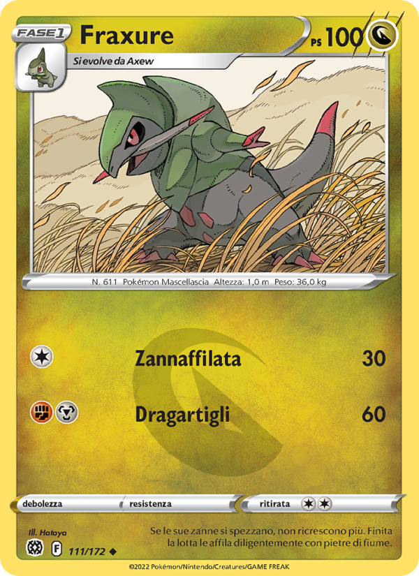 Fraxure 111/216 — Brilliant Stars (Italian Pokémon TCG card)