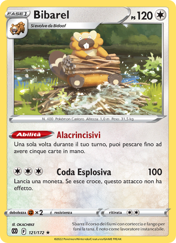 Bibarel 121/216 — Brilliant Stars (Italian Pokémon TCG card)