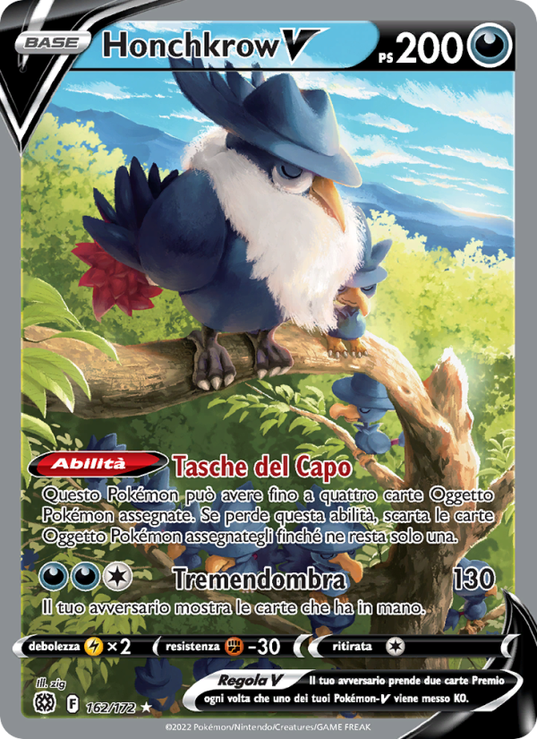Honchkrow V 162/216 — Brilliant Stars (Italian Pokémon TCG card)