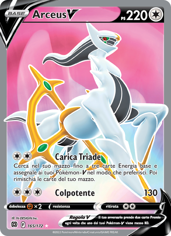 Arceus V 165/216 — Brilliant Stars (Italian Pokémon TCG card)