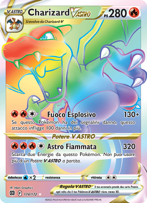 Charizard V ASTRO 174/216 — Brilliant Stars (Italian Pokémon TCG card)