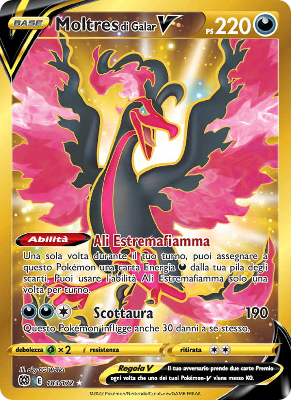 Moltres di Galar V 183/216 — Brilliant Stars (Italian Pokémon TCG card)
