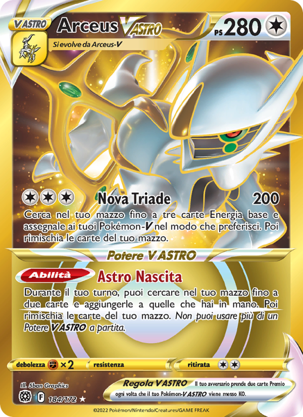 Arceus V ASTRO 184/216 — Brilliant Stars (Italian Pokémon TCG card)
