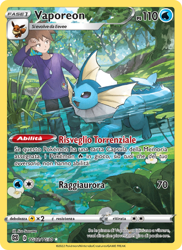 Vaporeon TG02 — Brilliant Stars (Italian Pokémon TCG card)