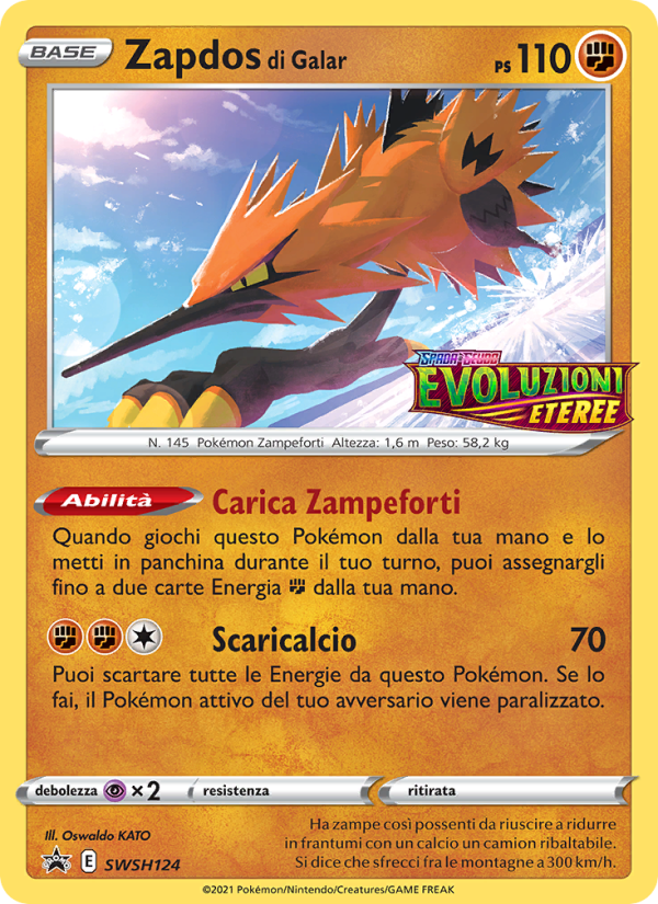 Zapdos di Galar SWSH124 — Sword & Shield Promos (Italian Pokémon TCG card)