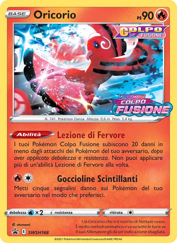 Oricorio SWSH168 — Sword & Shield Promos (Italian Pokémon TCG card)