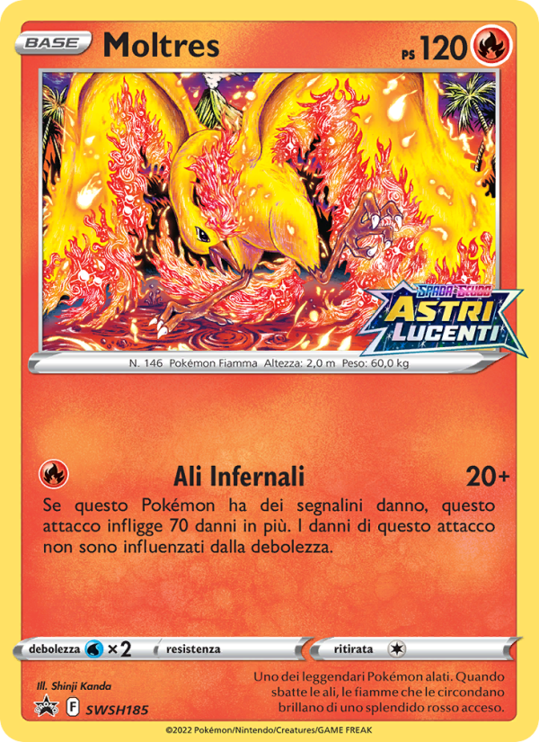 Moltres SWSH185 — Sword & Shield Promos (Italian Pokémon TCG card)