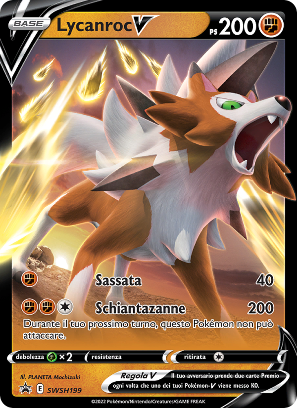 Lycanroc V SWSH199 — Sword & Shield Promos (Italian Pokémon TCG card)