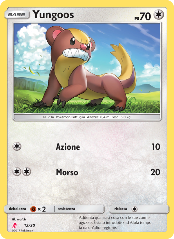 Yungoos 012/30 — SM trainer Kit (Lycanroc) (Italian Pokémon TCG card)