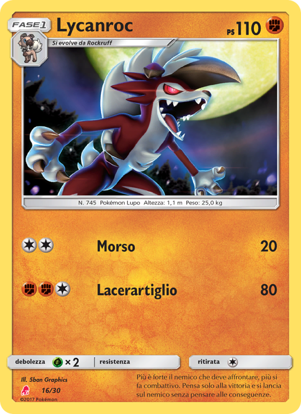 Lycanroc 016/30 — SM trainer Kit (Lycanroc) (Italian Pokémon TCG card)