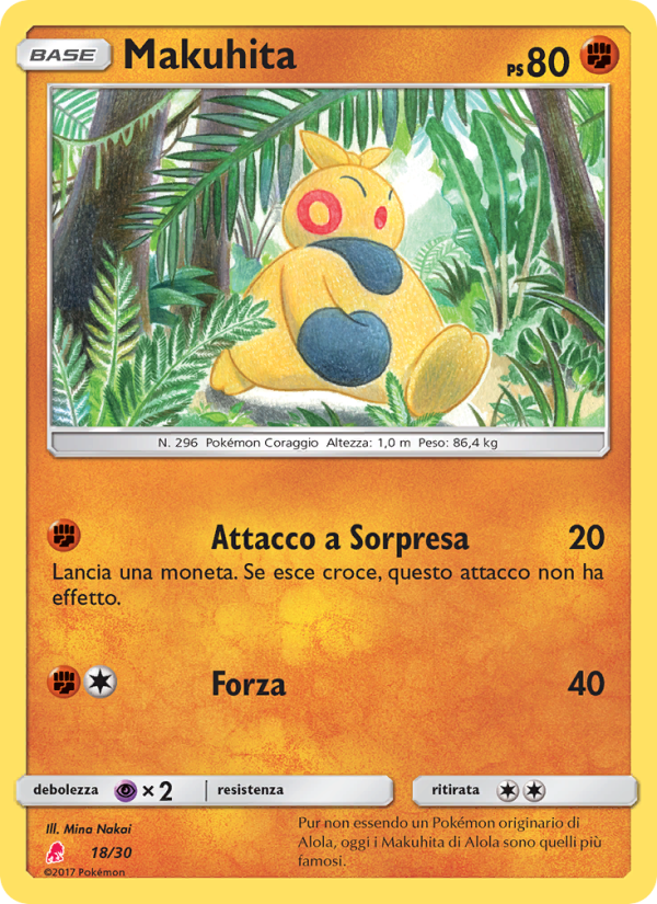 Makuhita 018/30 — SM trainer Kit (Lycanroc) (Italian Pokémon TCG card)