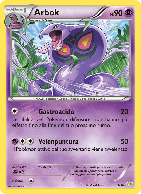 Arbok 003/30 — XY trainer Kit (Noivern) (Italian Pokémon TCG card)