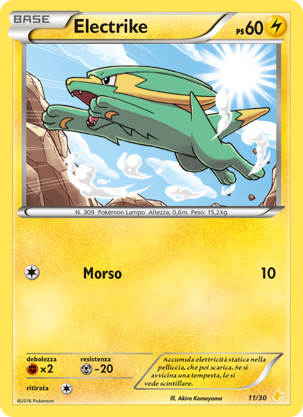 Electrike 011/30 — XY trainer Kit (Pikachu Libre) (Italian Pokémon TCG card)