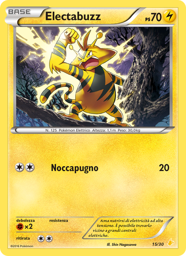 Electabuzz 015/30 — XY trainer Kit (Pikachu Libre) (Italian Pokémon TCG card)