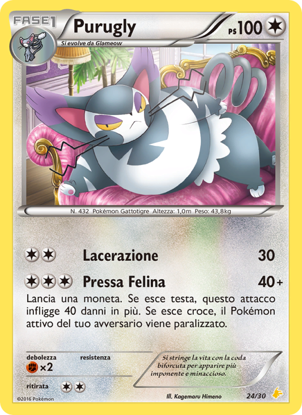 Purugly 024/30 — XY trainer Kit (Pikachu Libre) (Italian Pokémon TCG card)