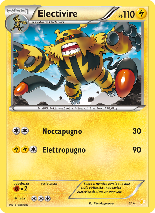 Electivire 004/30 — XY trainer Kit (Pikachu Libre) (Italian Pokémon TCG card)