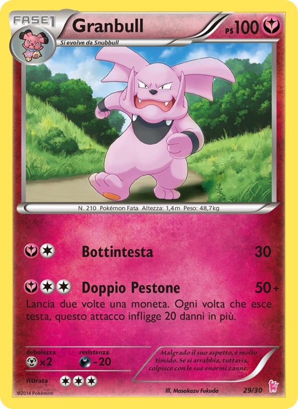 Granbull 029/30 — XY trainer Kit (Sylveon) (Italian Pokémon TCG card)