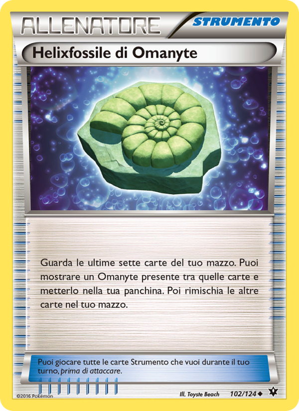 Helixfossile di Omanyte 102/129 — Fates Collide (Italian Pokémon TCG card)