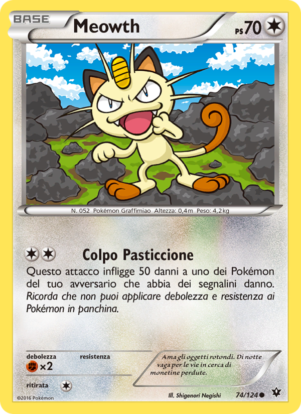 Meowth 074/129 — Fates Collide (Italian Pokémon TCG card)