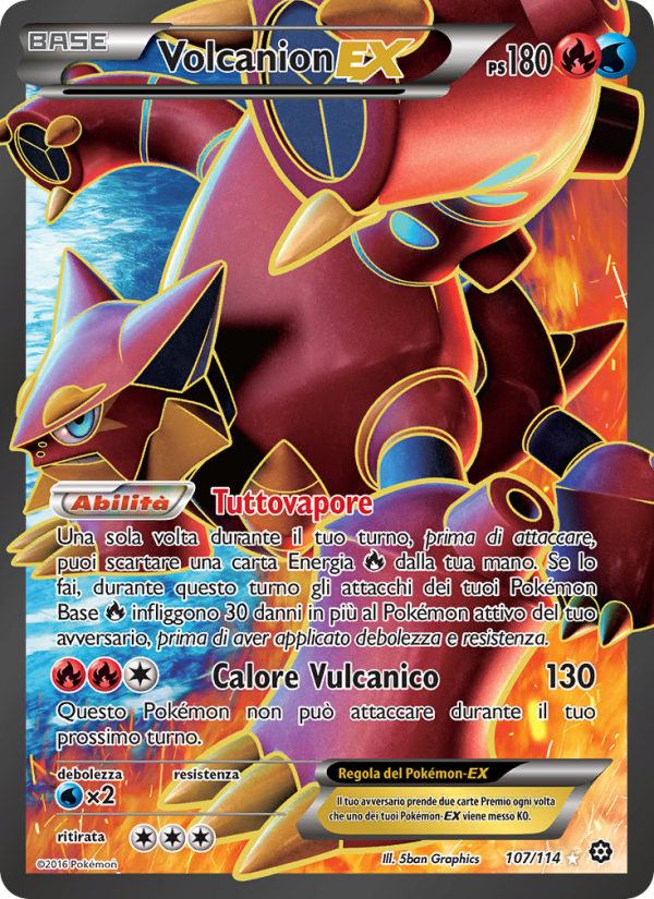 Volcanion EX 107/116 — Steam Siege (Italian Pokémon TCG card)