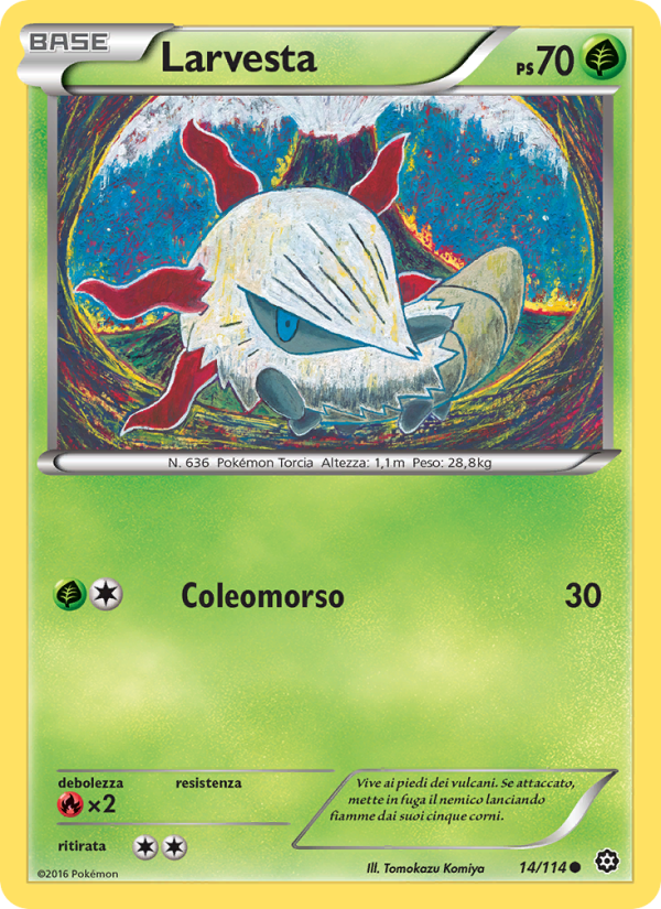 Larvesta 014/116 — Steam Siege (Italian Pokémon TCG card)