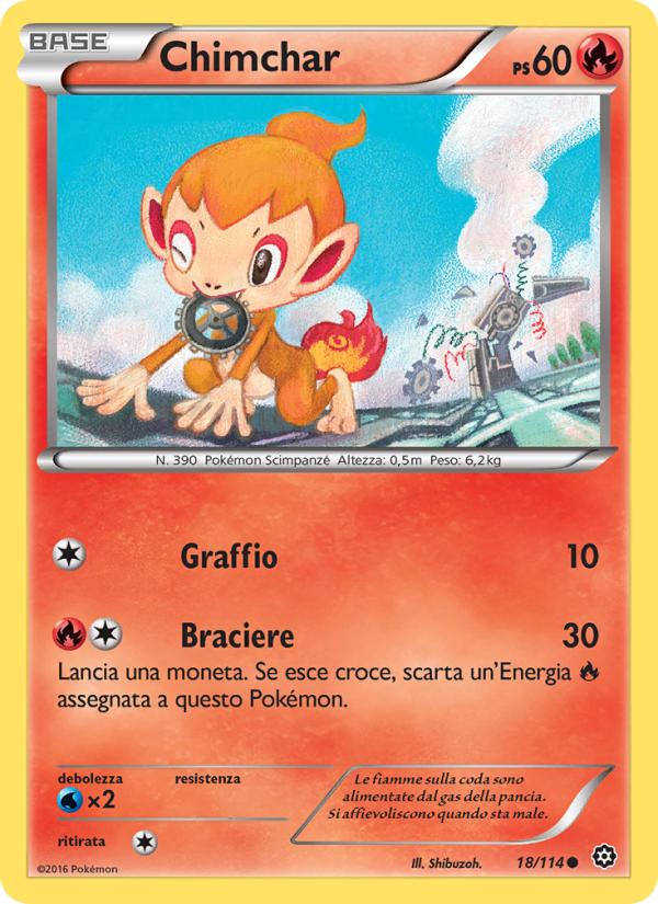 Chimchar 018/116 — Steam Siege (Italian Pokémon TCG card)