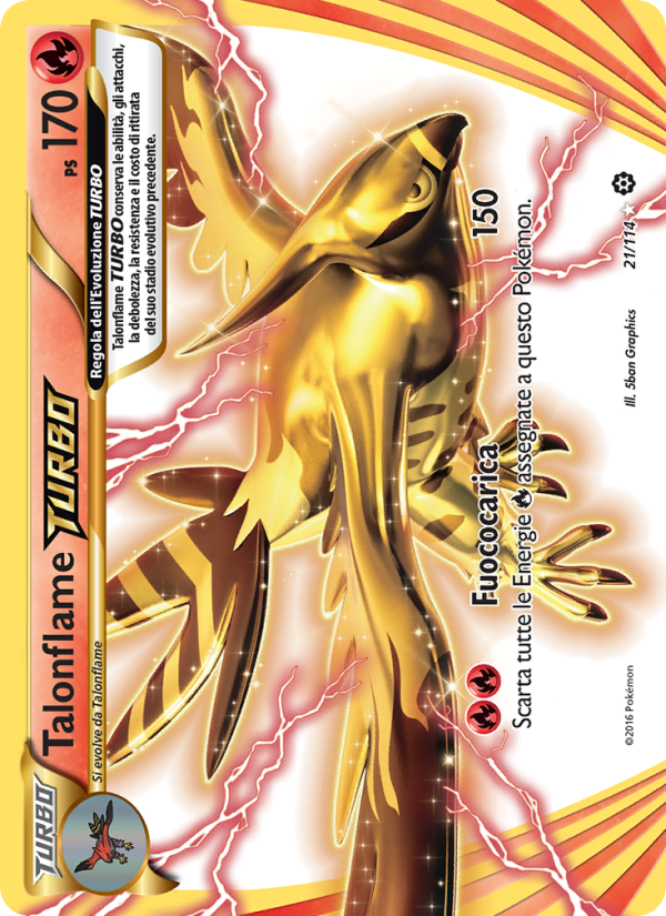 Talonflame TURBO 021/116 — Steam Siege (Italian Pokémon TCG card)