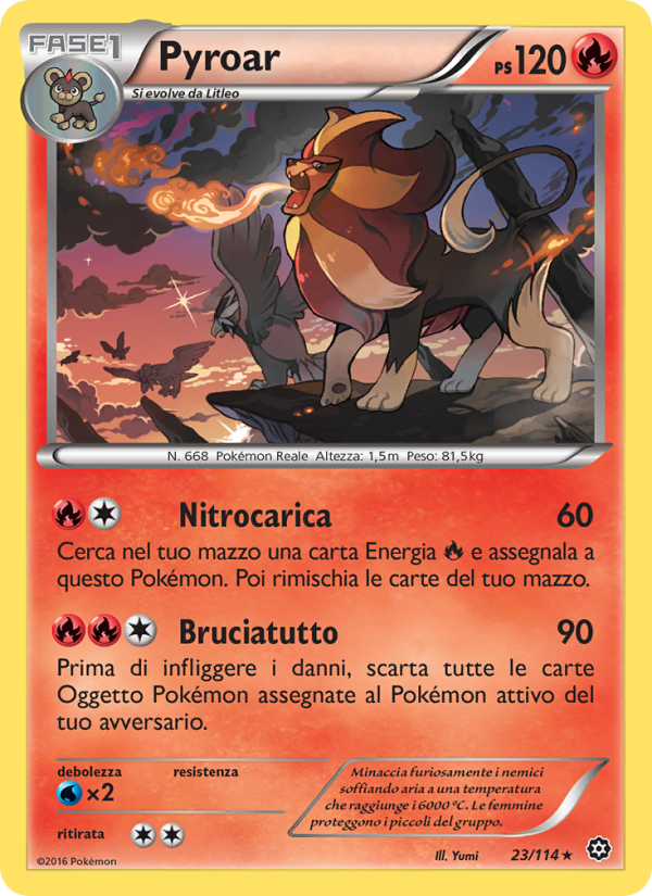Pyroar 023/116 — Steam Siege (Italian Pokémon TCG card)