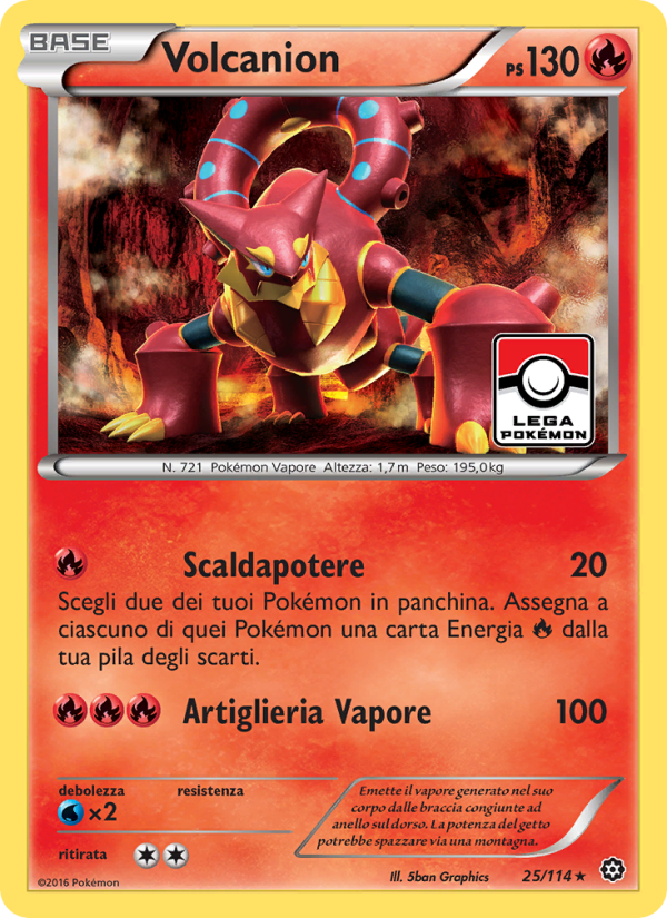Volcanion 025/116 — Steam Siege (Italian Pokémon TCG card)