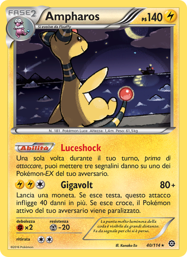 Ampharos 040/116 — Steam Siege (Italian Pokémon TCG card)