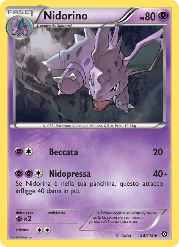 Nidorino 044/116 — Steam Siege (Italian Pokémon TCG card)