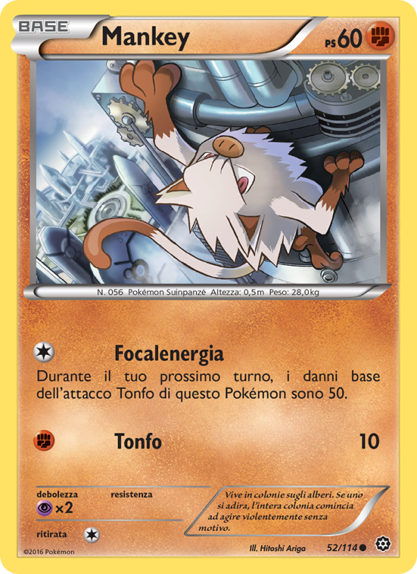 Mankey 052/116 — Steam Siege (Italian Pokémon TCG card)