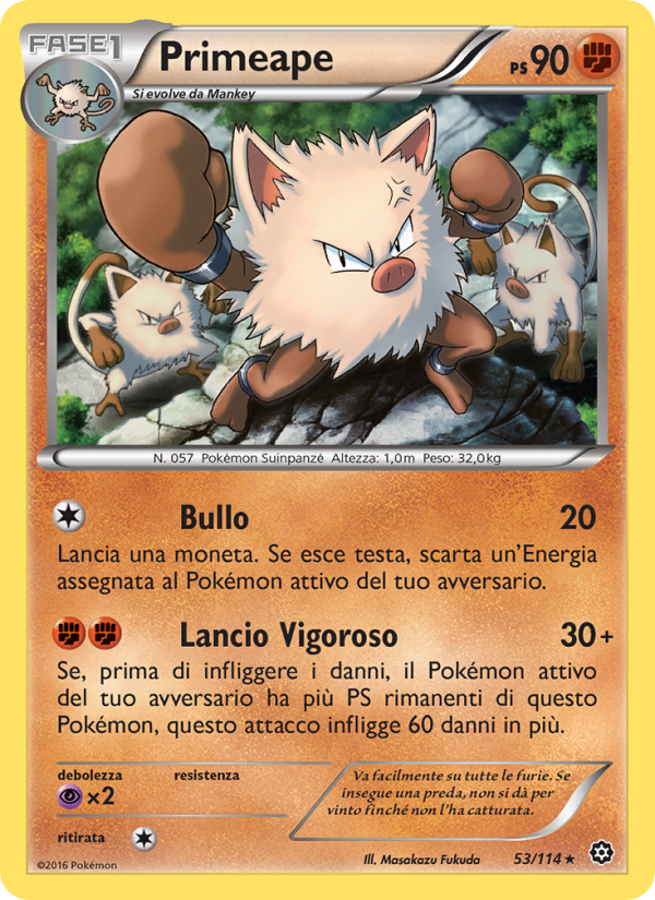 Primeape 053/116 — Steam Siege (Italian Pokémon TCG card)