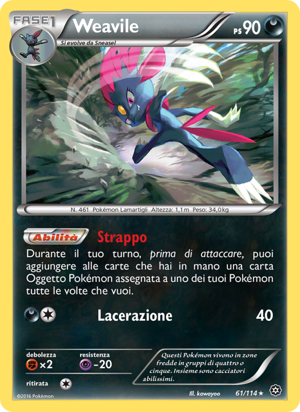Weavile 061/116 — Steam Siege (Italian Pokémon TCG card)