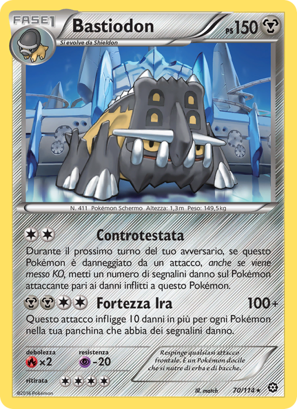 Bastiodon 070/116 — Steam Siege (Italian Pokémon TCG card)