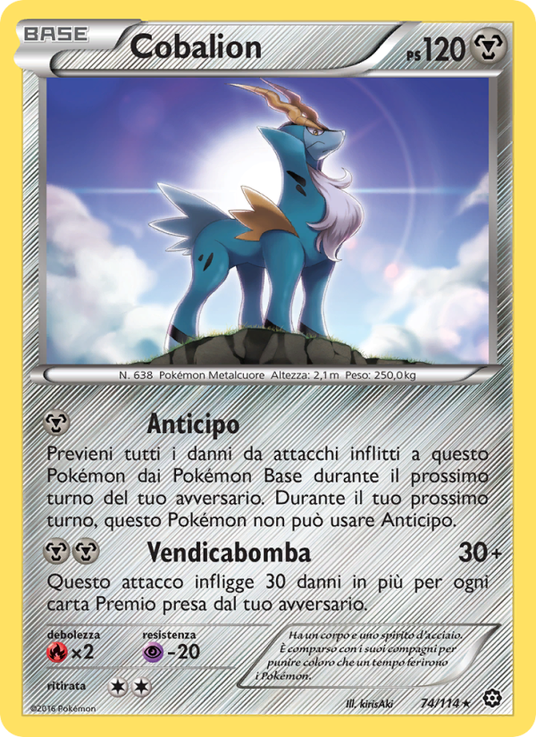 Cobalion 074/116 — Steam Siege (Italian Pokémon TCG card)