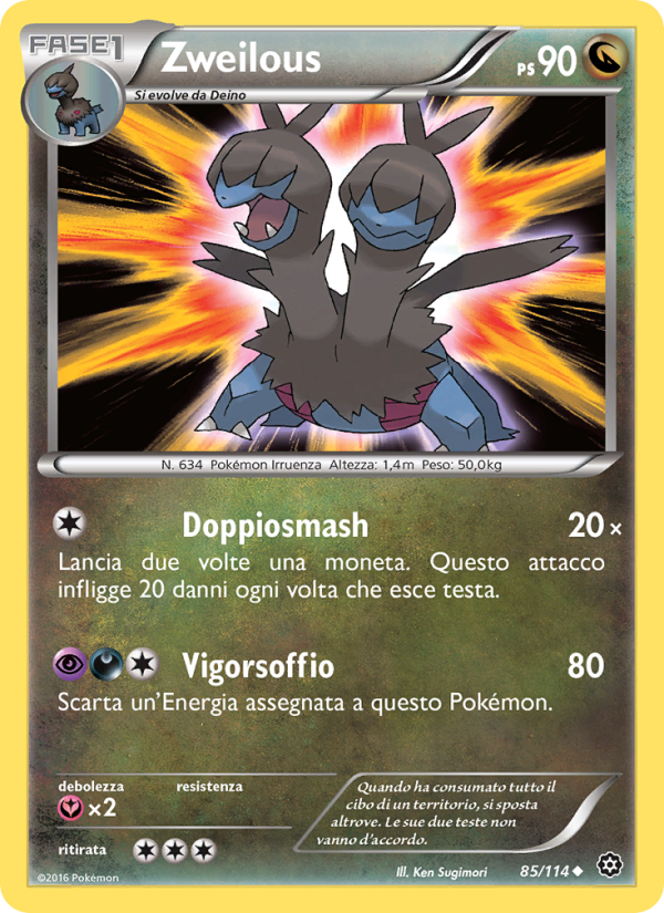 Zweilous 085/116 — Steam Siege (Italian Pokémon TCG card)