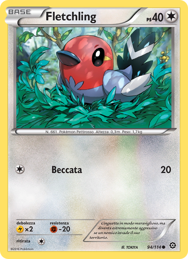 Fletchling 094/116 — Steam Siege (Italian Pokémon TCG card)