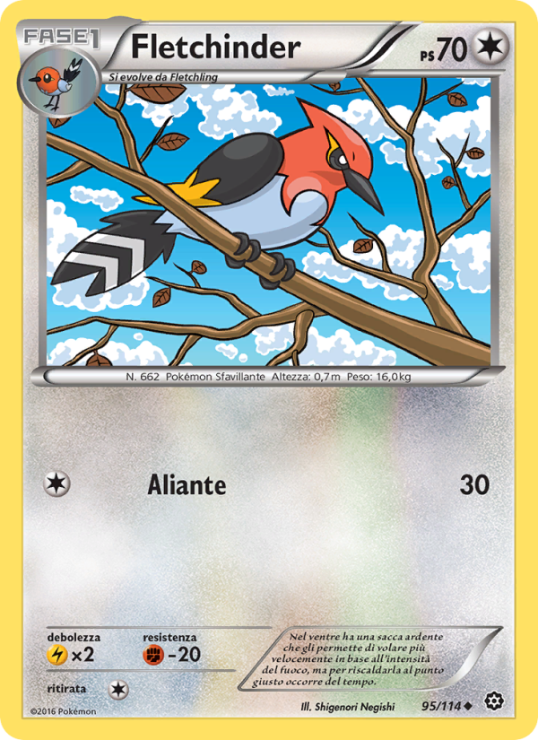 Fletchinder 095/116 — Steam Siege (Italian Pokémon TCG card)