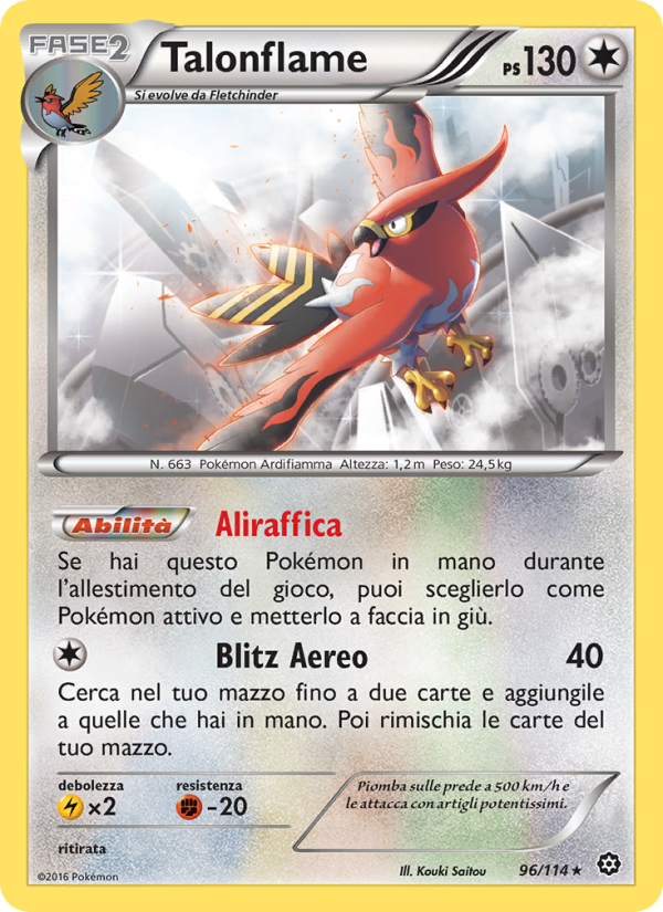 Talonflame 096/116 — Steam Siege (Italian Pokémon TCG card)