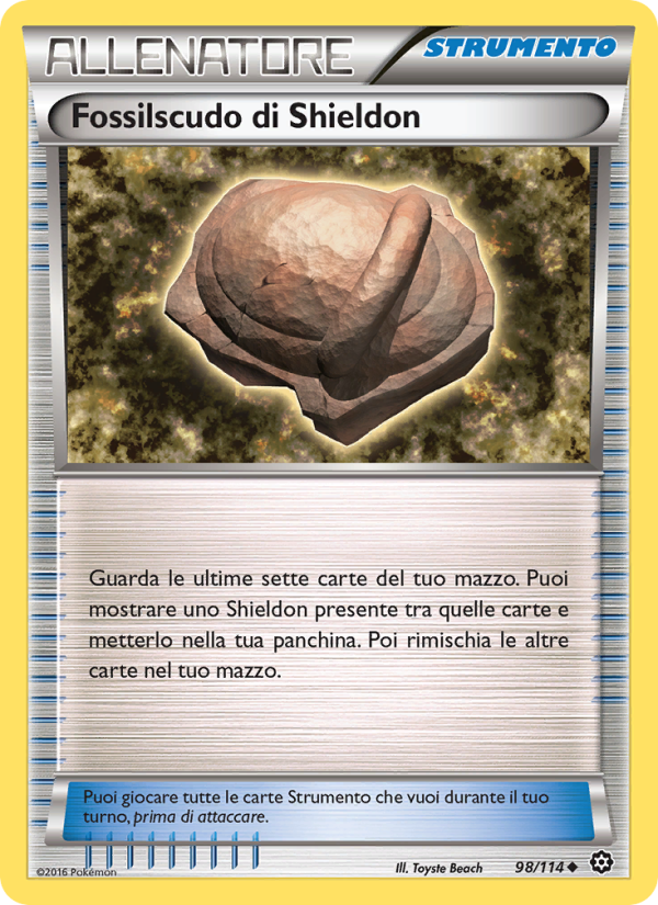 Fossilscudo di Shieldon 098/116 — Steam Siege (Italian Pokémon TCG card)
