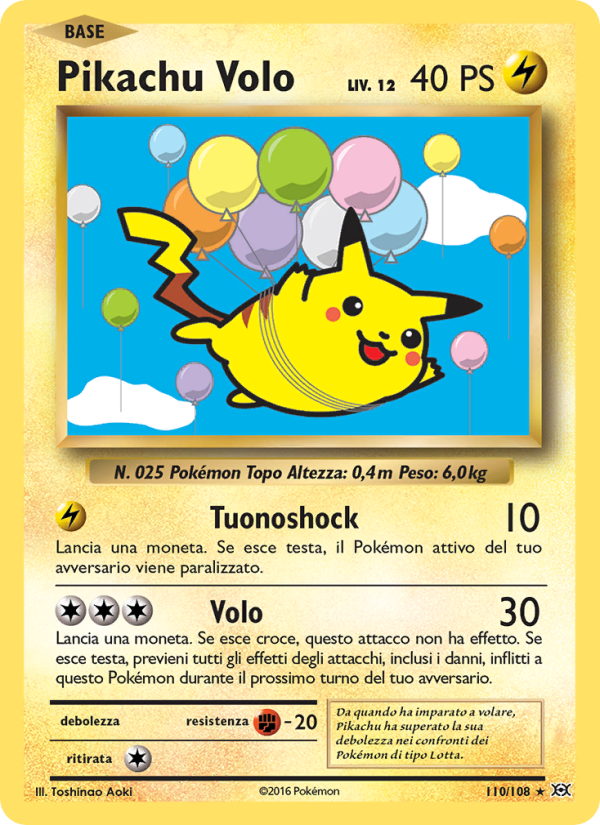 Pikachu Volo 110/113 — Evolutions (Italian Pokémon TCG card)